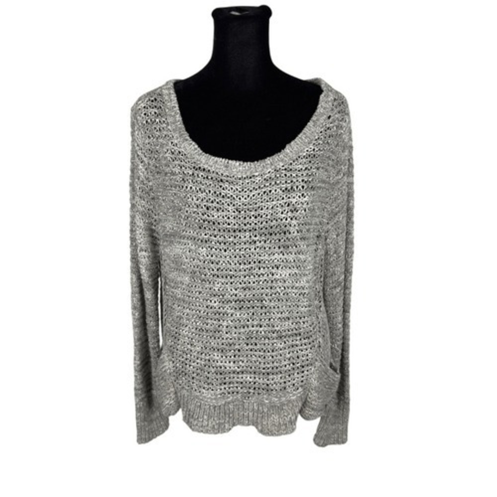 Eileen Fisher Cotton Blend Open Knit Boat Neck Sweater - Women's M